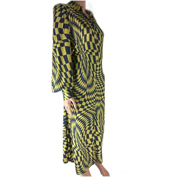 The Drop SIze M Karenbritchick Blue Green Button Down Maxi Dress - Picture 3 of 10